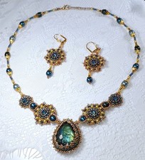 Ohrringe Kette Lady Jane Bridgerton Rokoko Barock Swarovski Labradorit Perlen