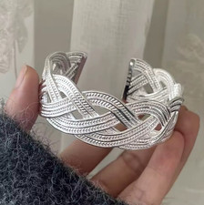 EDLES Armband 925 SILBER massiv Armkette BREITER ARMREIF Armzange Zirkonia Ring