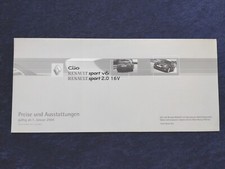 RENAULT Clio Sport V6, Sport 2.0 16V Preisliste 01.2004
