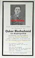 Sterbebild WWII Obergefreiter Burglengenfeld 2.Komp. FFS 21 Königsberg Waldau
