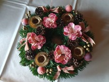 Adventskranz künstlich Weihnachtskranz Adventsgesteck Weihnachts Tisch Deko rosa