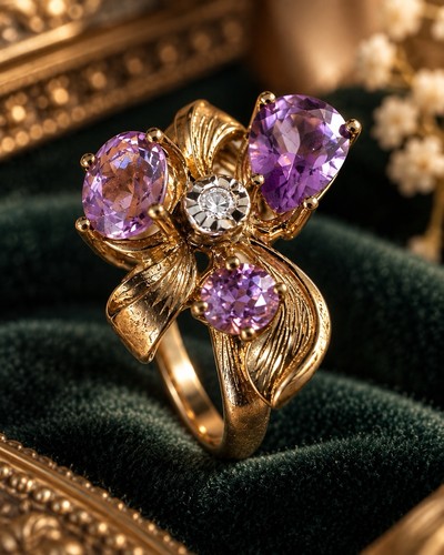 333 goldring mit - 333, violetten