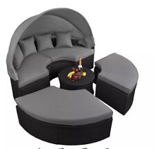 Poly Rattan Sonneninsel Ø 180 cm Lounge Liegeinsel Liege Muschel mit Sonnendach