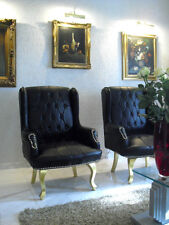 GERÄUMIGER DESIGN SESSEL CHESTERFIELD KUNSTLEDER BLATTGOLD