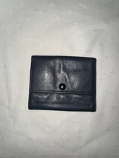 Geldbeutel Geldbörse Portmonee Vintage Leder Dunkelblau Wiener Schachtel