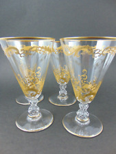 4 Qualitätsvolle Weingläser Mikado grünes Glas Saint Louis um 1910