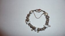 Trollbeads Armband / Bettelarmband mit 18 Beads,  Silber / Weiß