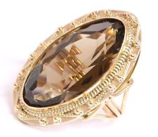 ♦♦ Ring in 14 kt 14k 585 er Rose Gold mit Rauchtopas Topas Rauchquarz Gr. 55,5