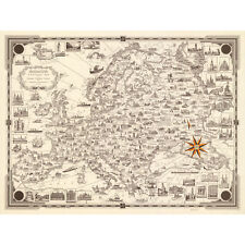 1938 Ernest Dudley Chase Bildkarte von Europa riesiges Wandbild Poster Druck