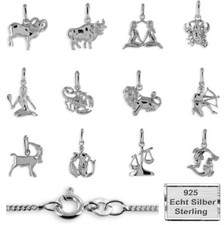 Sternzeichen Anhänger Panzerkette 925 Silber Damen Herren Kinder ECHT Schmuck ❤️