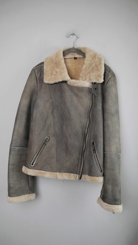 Lammfelljacke grau beige - grau, xl