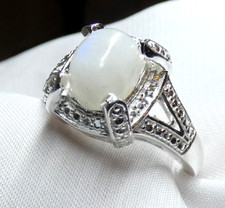 Ring 925 Silber Gr 17,5 (55) echter Mondstein, im prunkvollem Design - UNIKAT?