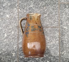 Antiker Keramik Krug  – Steinzeug Kanne mit Henkel & Blumenmuster – Vintage Deko