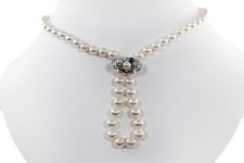 Endlos Perlenkette Akoya Perlen ca. 88,0cm lang mit Clip Diamanten [BRORS 17146]