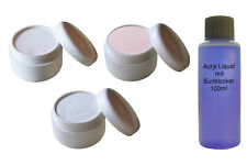 3x 10g Acryl Pulver Klar Weiß