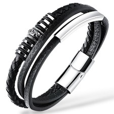 ARMBAND HERREN LEDER EDELSTAHL