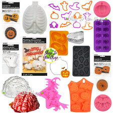 HALLOWEEN BACKEN CUPCAKE AUSSTECHER GELEE FORMEN EISRIPPEN SCHÄDELFLEDERMAUS HEXE 🙂