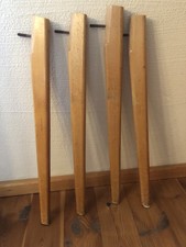 4x Tischbeine Konisch Buchenholz Mid Century 
