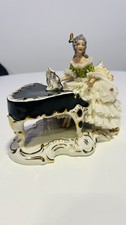 1950s Large German Dresden Porcelain Pianist Lace Figurine Rare