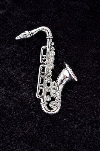 Saxophon brosche silberfarben - saxophon,