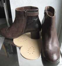 COX Stiefelette Gr.  39 Leder 6cm Absatz Booties Reißverschluss braun Snake Mix