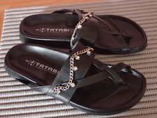 Tatami Ledersandale Chelsea Gr. 39 Naturleder Black Crystal schmal schwarz