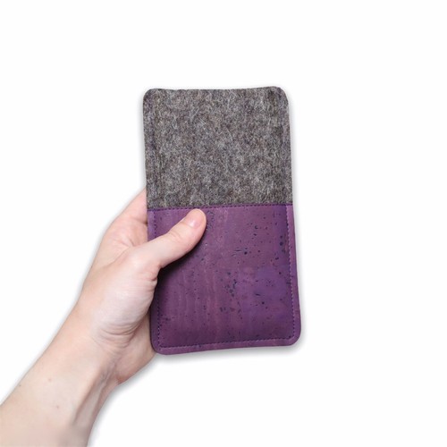 Handytasche aus filz und lila - aus,