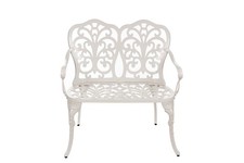 2.Wahl  Gartenbank Bistrobank Aluminiumguss Sitzbank Parkbank Gartenmöbel weiß