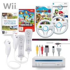 Nintendo Wii Konsolen Set bis 4 Spieler mit Mario Kart, Bros, Party & Wii Sports