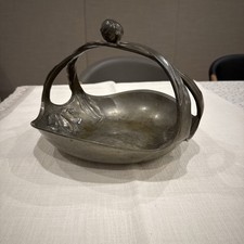 Kayserzinn Jugendstil Schale Henkelschale Korb mit Tulpe 4349