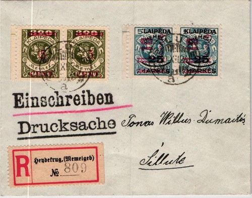 Memel 230 auf brief - pf,