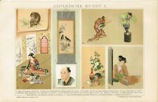 Farbtafel JAPANISCHE KUNST / MALEREI Original-Lithographie 1894