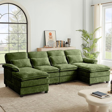 Comfy Green 112" U-Shaped