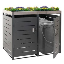 B-Ware XL 2er-/4er-Mülltonnenbox MCW-H40, Pflanzkasten Edelstahl 63kg