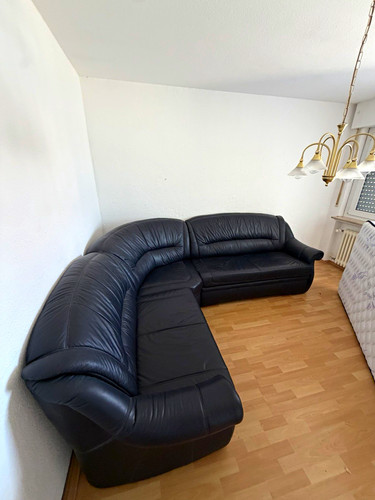 Ecksofa leder schwarz form - leder,