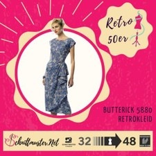 Schnittmuster elegantes Retrokleid 50er Jahre ca. 1951 mit Drapage 32-40 / 40-48