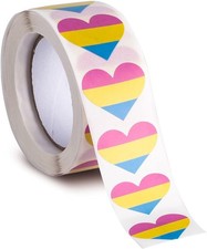 500 gestreifte Herzaufkleber