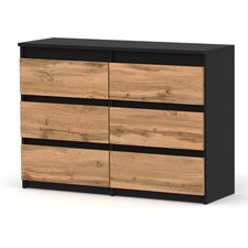Kommode mit 6 Schubladen Sideboard Schubladenschrank Kleiderschrank Weiß Schwarz