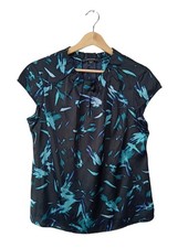 COMMA ärmellose Bluse Damen Bluse Gr. DE 40 blau-schwarz Casual-Look