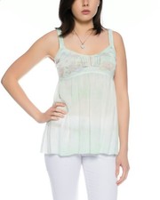 Trägertop Tank Top Babydoll Shirt Bluse Volant Tunika  Chiffon Blume 36/38