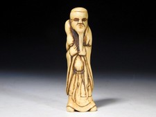 Altes Sennin Wizeman Design Geweih Schnitzerei Netsuke Edo Original Inro Antik