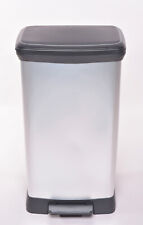 CURVER Deco Bin Mülleimer 50L Treteimer 39x29x73cm Abfalleimer Silber /1