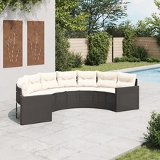 Gartensofa mit Kissen Halbrund