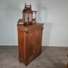 25155 Vertiko mit Aufsatz Gründerzeit 1880 Nussbaum furniert Antik