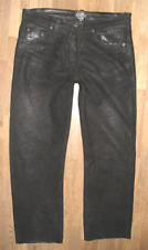" RABERG " Herren- LEDERJEANS / Nubuk- Lederhose in schwarz ca. W37"/ L30"