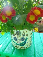 Hochwertiger Blumentopf Übertopf mit Muster Ornamente 9,8cm Sehr gut #V