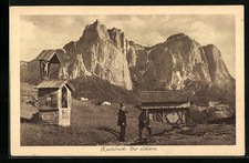 Kastelruth, Blick zum Schlern, Ansichtskarte 1910 