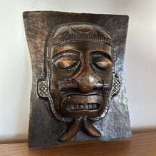 Vintage Kupfer Maske Siginiert