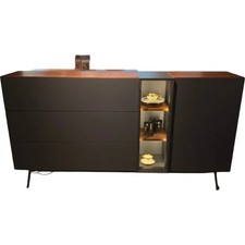 Wimmer Sideboard Weira Korpus Nussbaum Rustikal Front Schwarzgrau Metall 