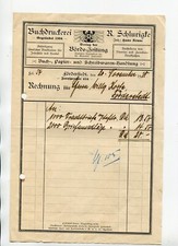 Rechnung 1938 Frachtbiefe Buchdruckerei Schlurigke Förderstedt an Willy Korte